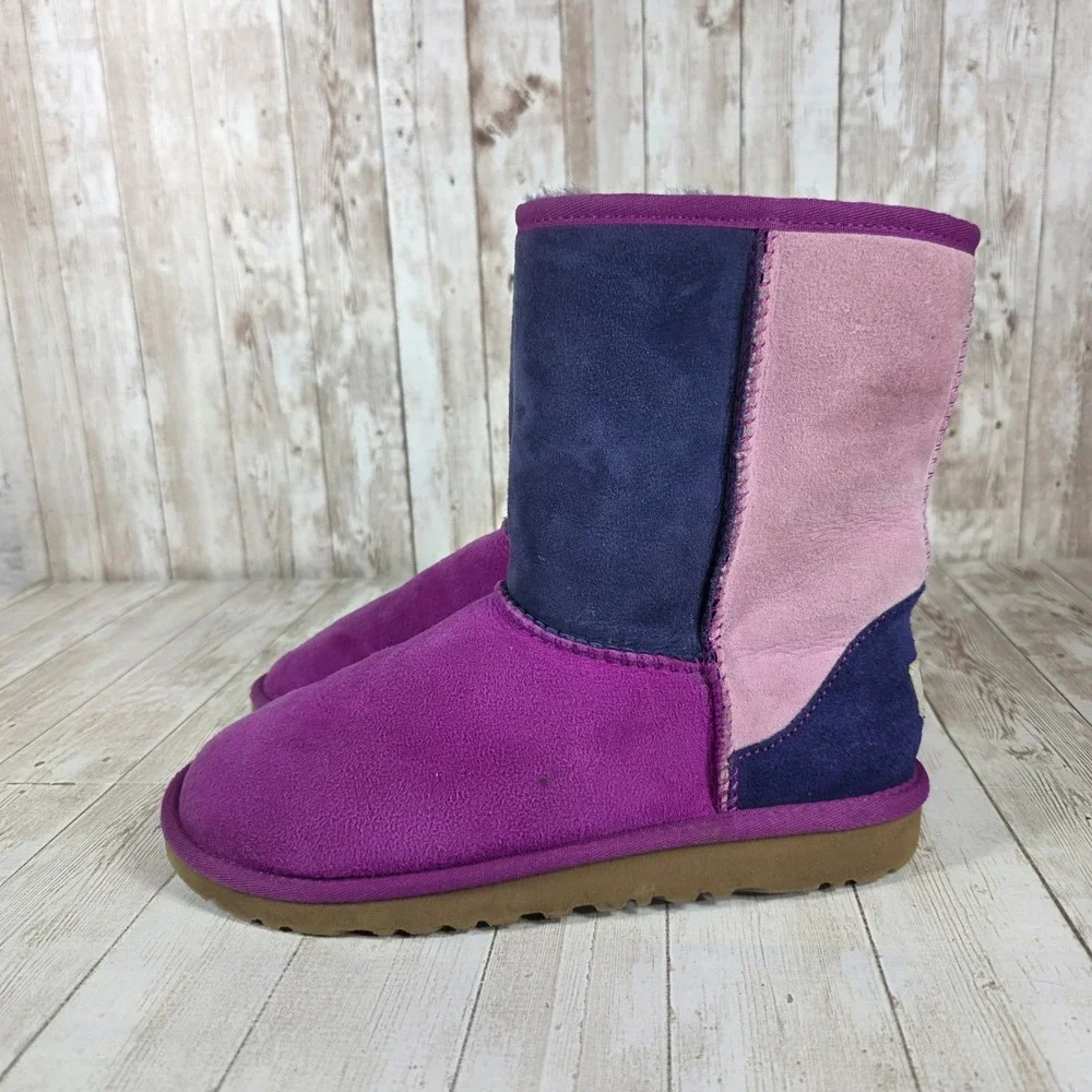 UGG Australia‎ Kids Classic Colorblock Boots Purple Pink Blue Size 6